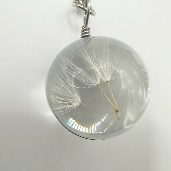 Wish Dandelion Necklace Chain Pendant Seed Fluff Stainless Steel Resin Spring - Picture 8 of 8